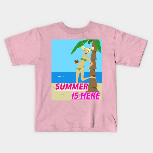 Summer is Here Kids T-Shirt by Haroldrod